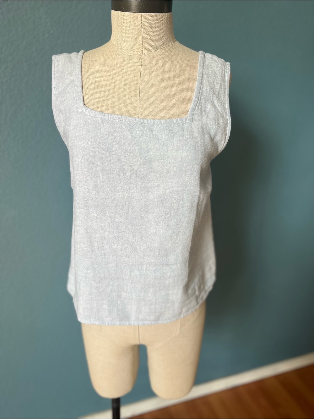 Lucky Brand Light Blue Linen Square Neck Tank